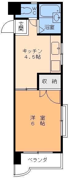 富士コーポラス(1DK/4階)の間取り写真