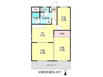 マンション第2ろくべい(3DK/4階)の間取り写真