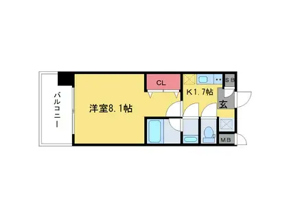 レジディア新大阪(1K/12階)の間取り写真