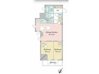 レジディア中目黒III(2LDK/10階)の間取り写真