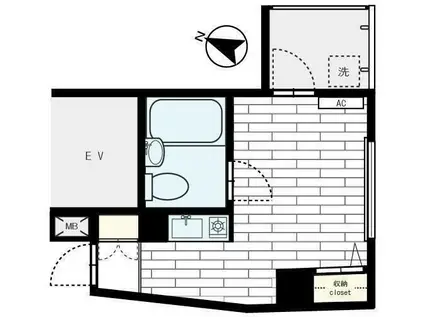ボヌール大橋(ワンルーム/3階)の間取り写真