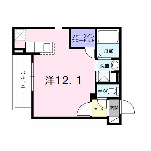 ヒカルサ神戸王塚台I(ワンルーム/2階)の間取り写真