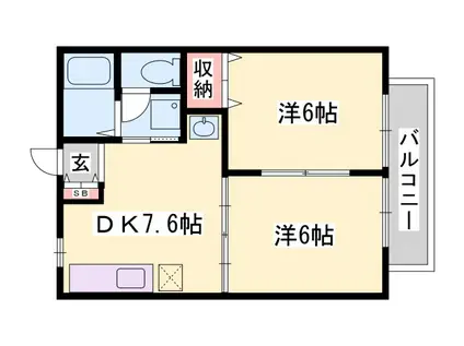 コンフォートエイジB(2DK/2階)の間取り写真