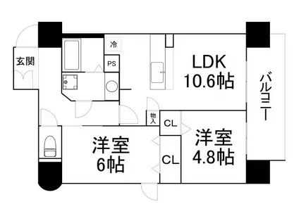 プライムコート(2LDK/5階)の間取り写真