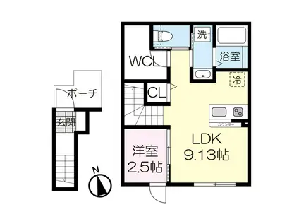 カーサグラシア中江(1LDK/2階)の間取り写真