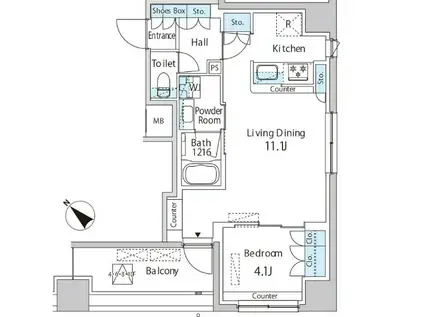 エムエー月島(1LDK/8階)の間取り写真