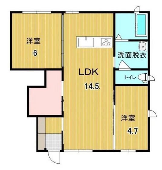 クレセオ西長瀬(2LDK/1階)の間取り写真