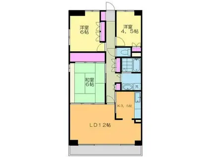 本厚木ロイヤルマンション(3LDK/3階)の間取り写真