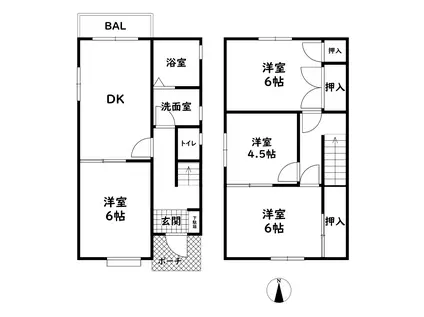 中山手ガーデンハウスB棟(4DK/1階)の間取り写真