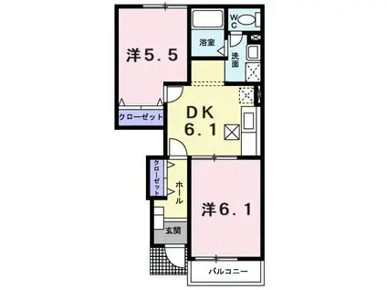 ラシーヌIIB(2DK/1階)の間取り写真