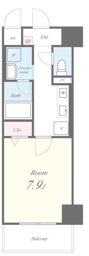 アンビション(1K/8階)の間取り写真