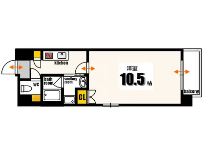 エイトバレー33(1K/7階)の間取り写真