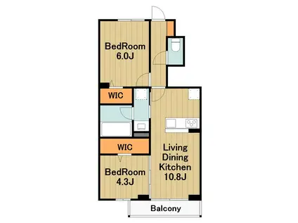 ラルブルボヌール(2LDK/1階)の間取り写真