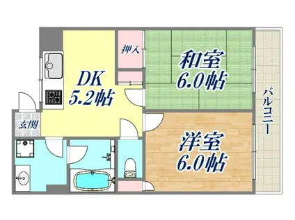ラリーブ甲子園(2DK/3階)の間取り写真