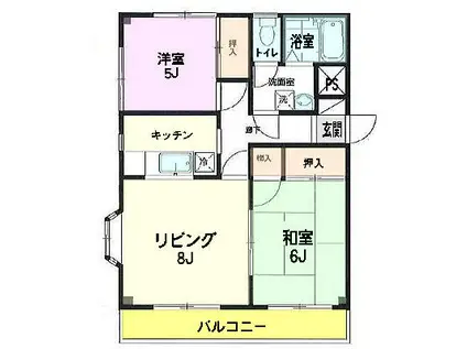 メゾンやよい(2LDK/2階)の間取り写真