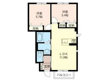 SDS12A棟(2LDK/1階)の間取り写真