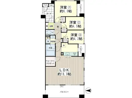 ナイスステージ栗平ガーデンズ(3LDK/4階)の間取り写真