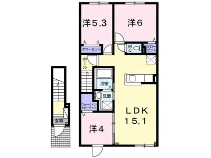 ベルソレイユII(3LDK/2階)の間取り写真