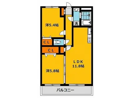 Y&Mグランメゾン(2LDK/2階)の間取り写真