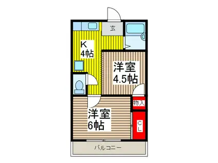 エレガンスコーポ(2K/1階)の間取り写真