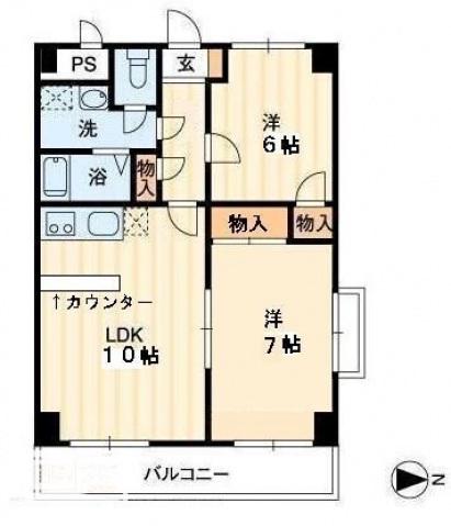 グレースタワー(2LDK/11階)の間取り写真