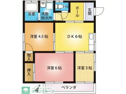 パーク稲穂(2SDK/2階)の間取り写真