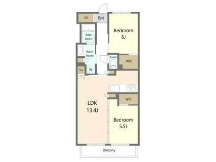 バウス西大島(2LDK/2階)の間取り写真