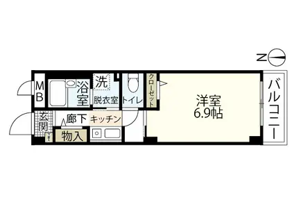 フィネスS(1K/2階)の間取り写真