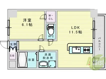 S-RESIDENCE新大阪駅前(1LDK/13階)の間取り写真