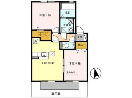 グレイス藤並 B棟(2LDK/1階)の間取り写真