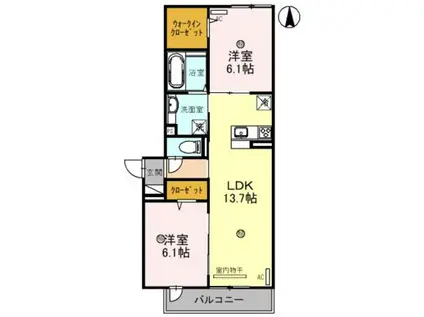 モンシャトーブラン(2LDK/2階)の間取り写真