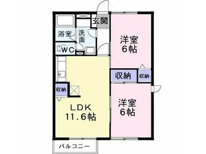 ブライト・プラッツB(2LDK/2階)の間取り写真