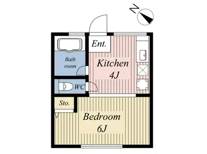 KハイムII(1DK/2階)の間取り写真