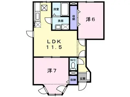 コーポムロバ弐番館(2LDK/1階)の間取り写真
