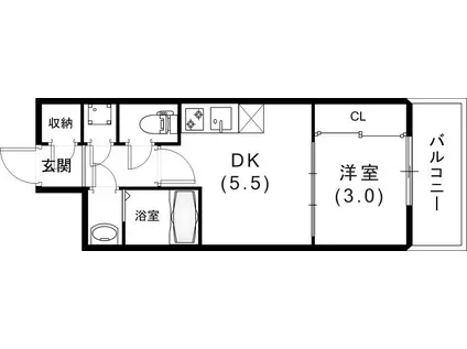セレニテ神戸ミラク(1DK/8階)の間取り写真