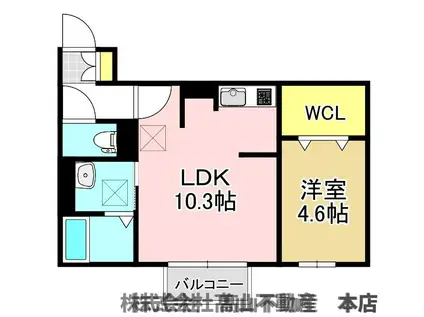 モアプラス東鳴水(1LDK/3階)の間取り写真