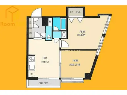 サンハイツ落合(2DK/8階)の間取り写真