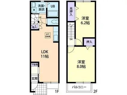 PEACH HEART(2LDK/1階)の間取り写真