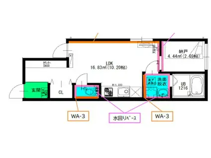 LIBERTE伝馬(1LDK/1階)の間取り写真