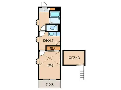 パインヒルズ西明石(1DK/1階)の間取り写真