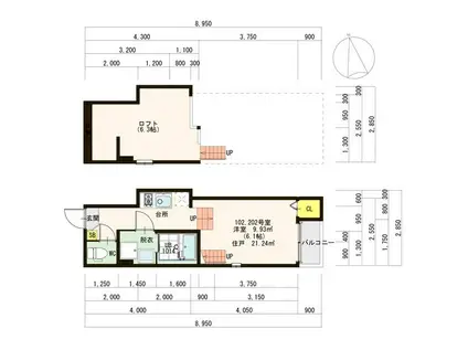 ニューサンライズ(1K/1階)の間取り写真