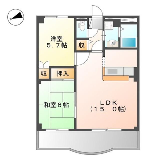 ラフォーレ21(2LDK/1階)の間取り写真