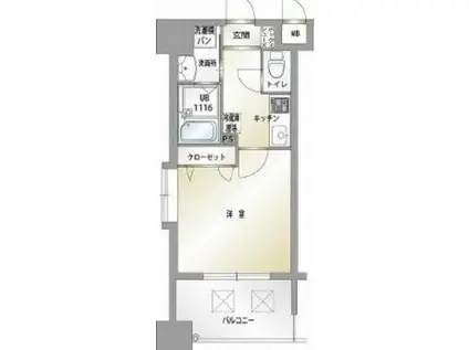 エンクレスト薬院III(1K/7階)の間取り写真