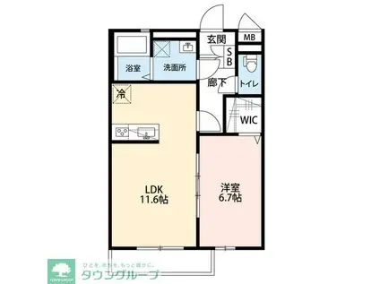 クレール ラ ウィステリア(1LDK/1階)の間取り写真