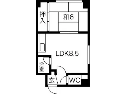 林ビル(1LDK/3階)の間取り写真