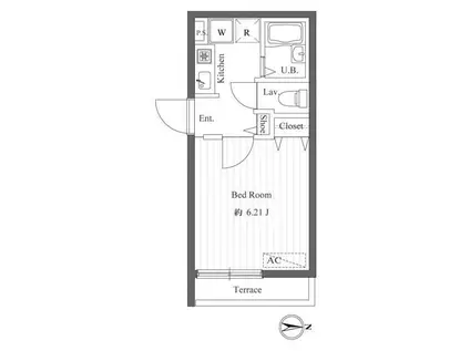 セゾンデブランシェ青葉台(1K/1階)の間取り写真
