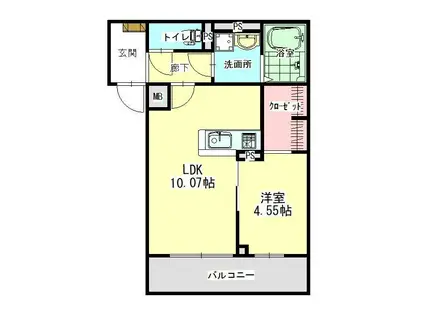 AQUA LOUIS MER(1LDK/2階)の間取り写真