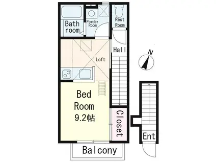 ONNEKAS(ワンルーム/2階)の間取り写真