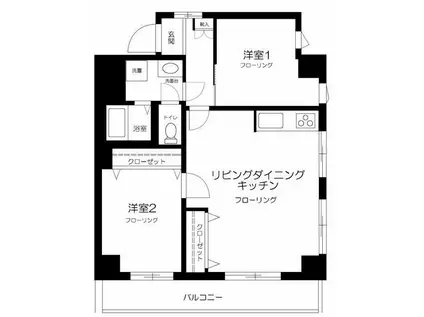 サンサーラ第2吾妻橋(2LDK/5階)の間取り写真