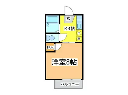 レジデンス21 B(1K/2階)の間取り写真